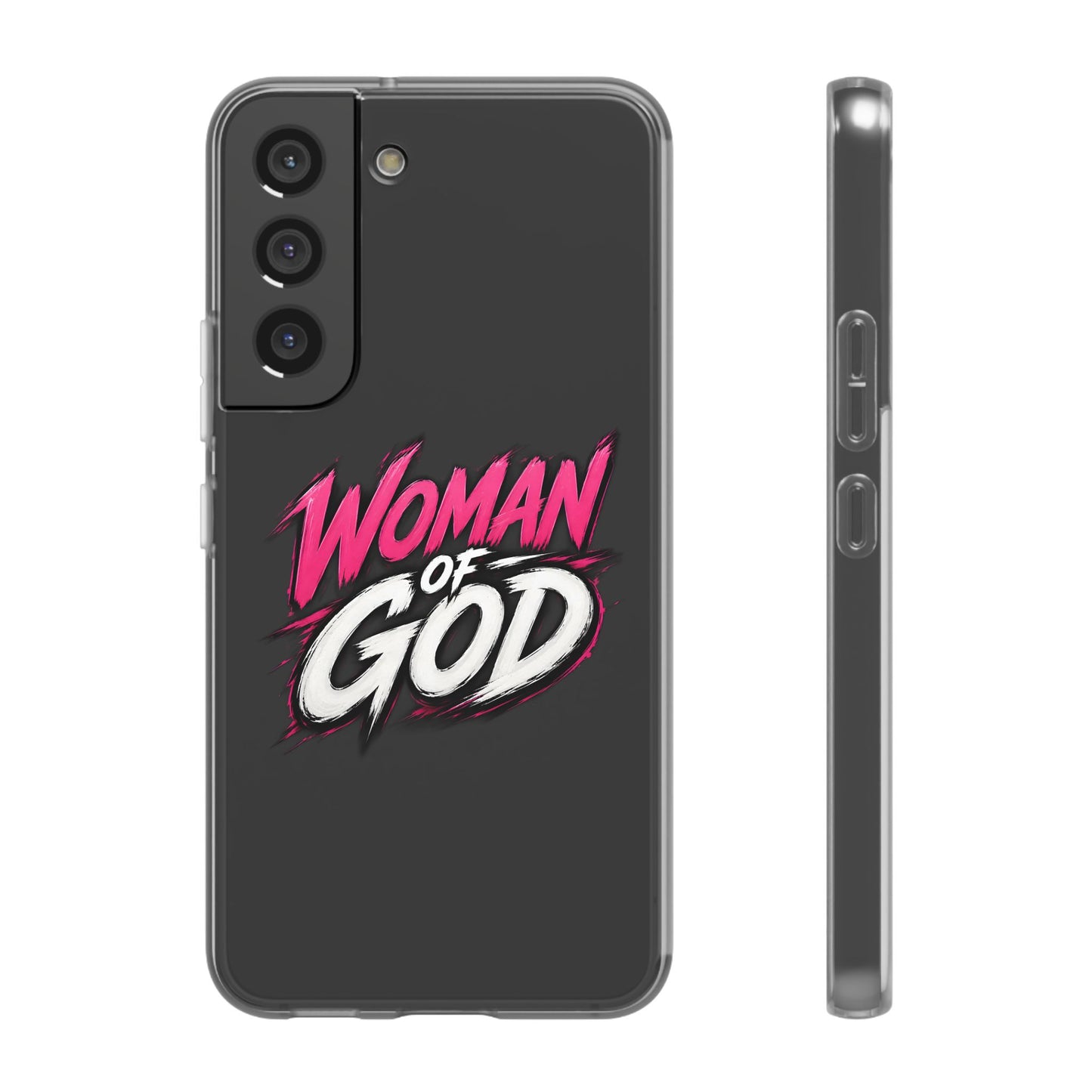 Woman of God phone case | Flexi Case, Christian faith typography - Samsung