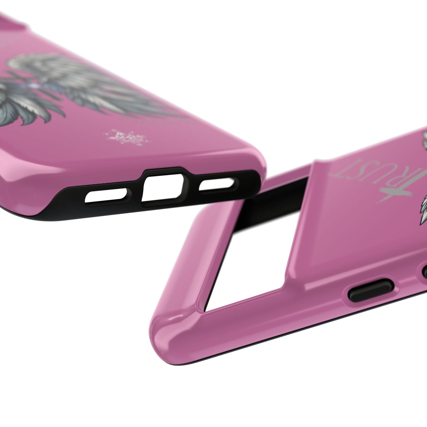 Wings Series Pink Phone Case - Trust, Psalm 91:4 Design, Inspirational Gift, Christian Accessories, Spiritual Protection, Encouragement