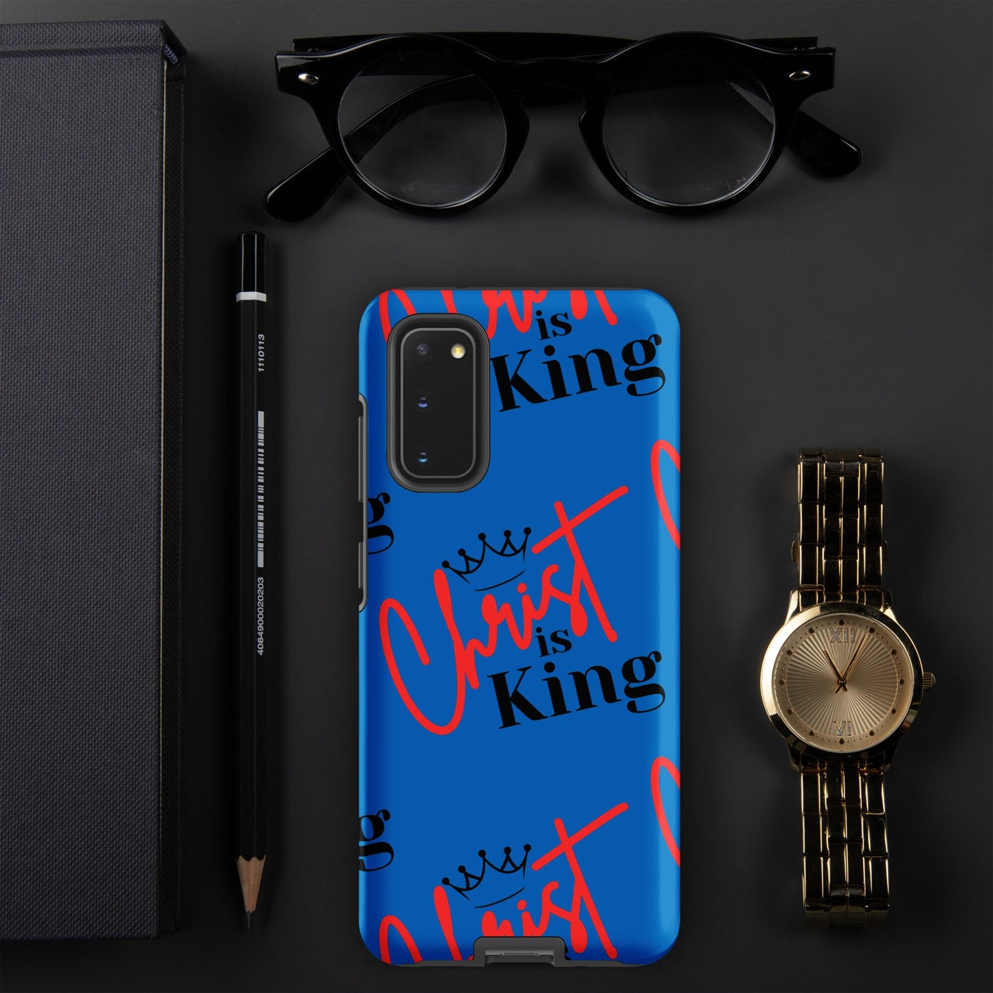 Christ is King Tough case for Samsung - Navy - S21, S22, S23, S24 Series, Jesus Samsung Case, Christian Samsung Case, Designer Samsung Case