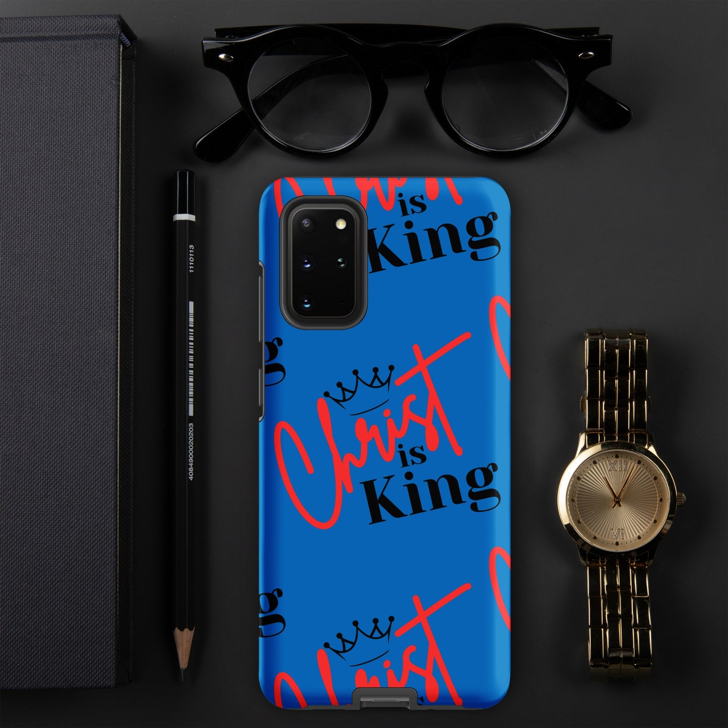 Christ is King Tough case for Samsung - Navy - S21, S22, S23, S24 Series, Jesus Samsung Case, Christian Samsung Case, Designer Samsung Case