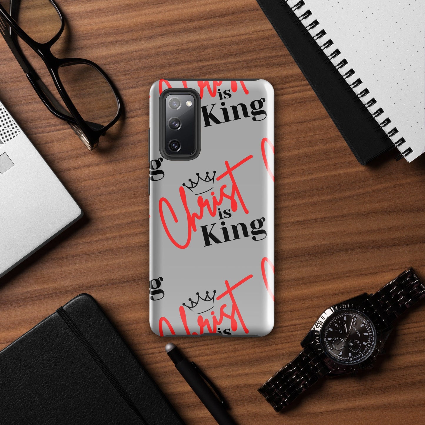 Christ is King Tough case for Samsung® Silver - S21, S22, S23, S24 Series, Jesus Samsung Case, Christian Samsung Case, Designer Samsung Case