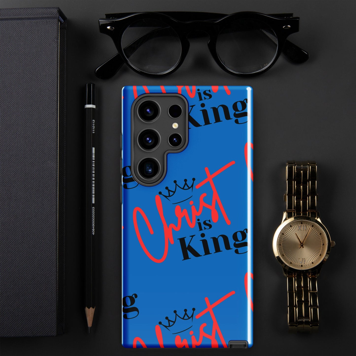 Christ is King Tough case for Samsung - Navy - S21, S22, S23, S24 Series, Jesus Samsung Case, Christian Samsung Case, Designer Samsung Case