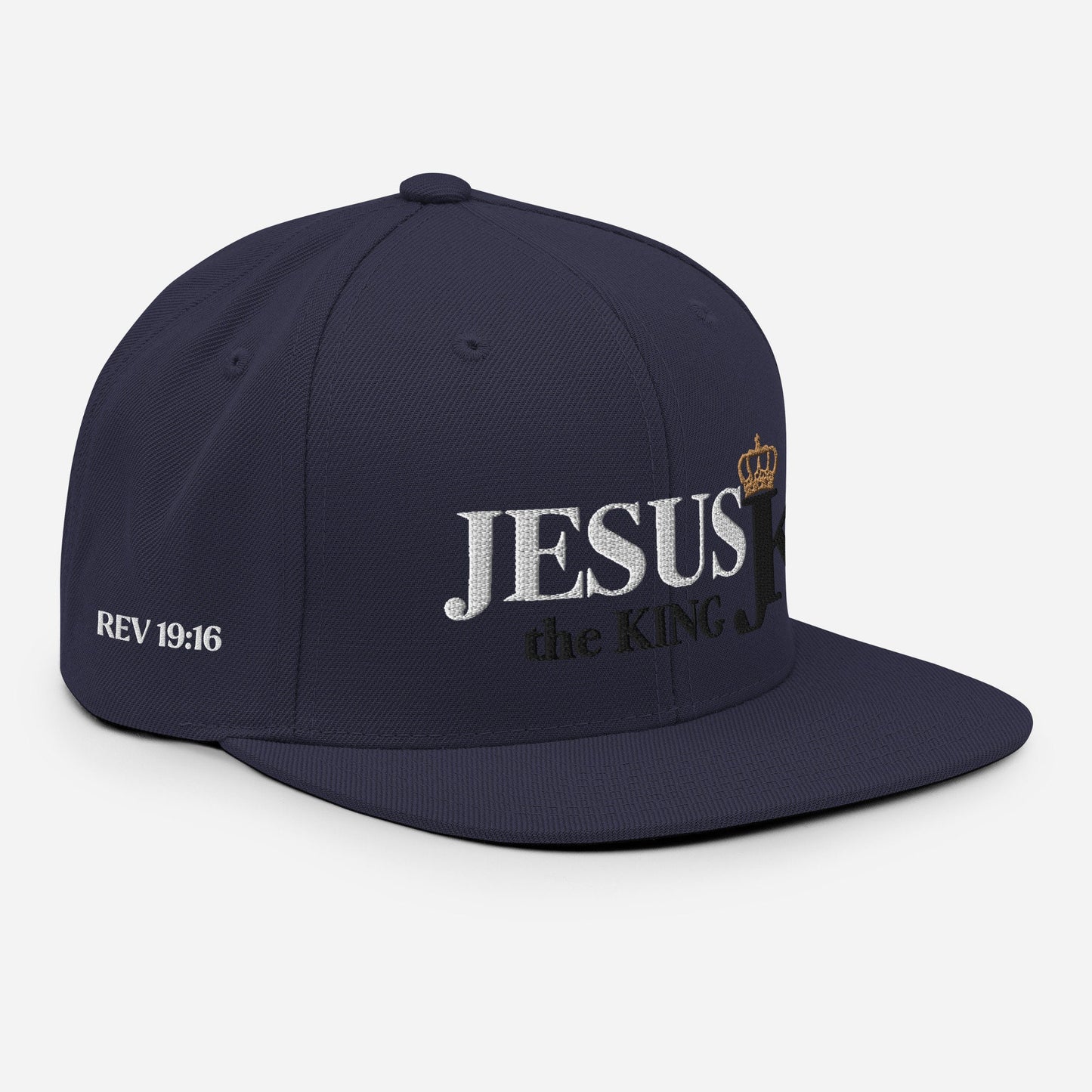Jesus the King Snapback Hat, King Jesus Hat, Jesus King Cap, JK Snapback hat, Jesus King Hat (Black letters)