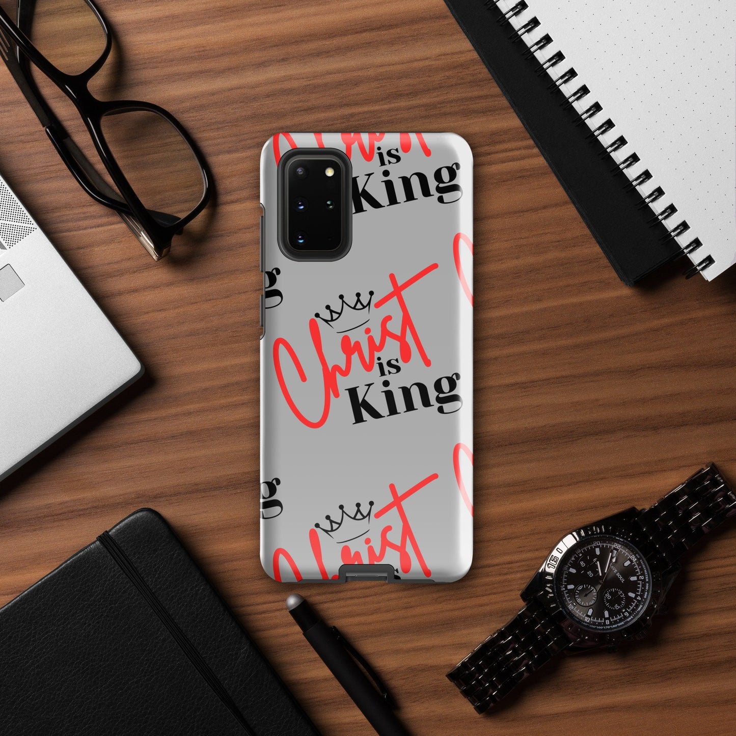 Christ is King Tough case for Samsung® Silver - S21, S22, S23, S24 Series, Jesus Samsung Case, Christian Samsung Case, Designer Samsung Case
