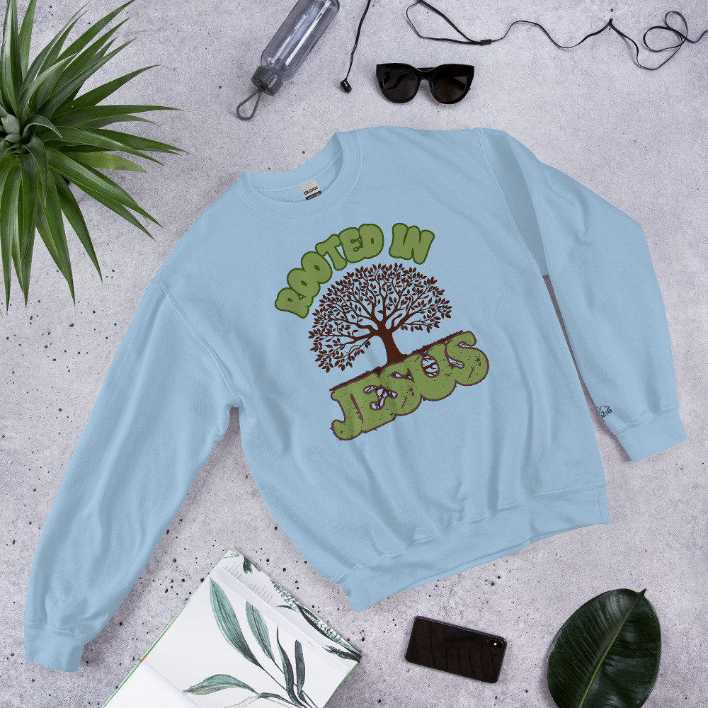 Rooted in Jesus Unisex Sweatshirt, Jesus Rooted Shirt, Christ Rooted Shirt, Christian Apparel, Jesus Sweatshirt