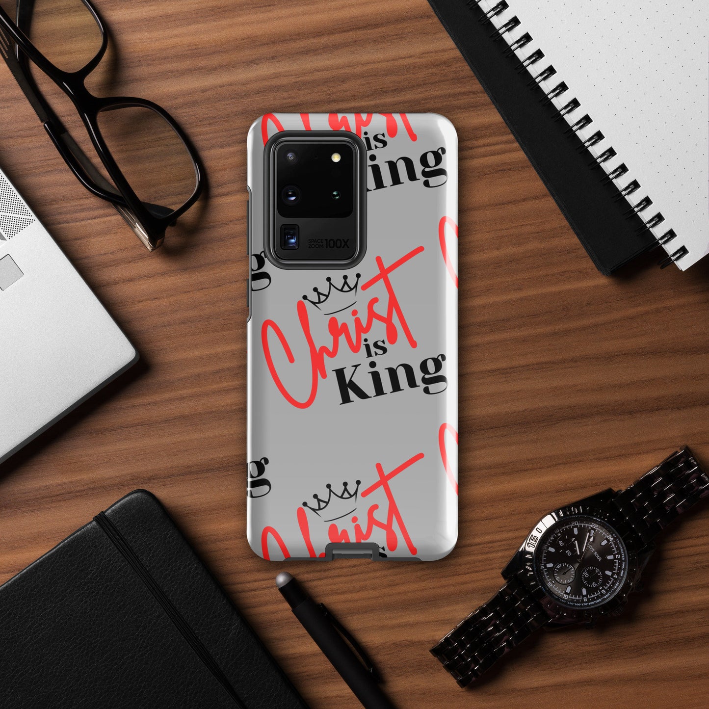 Christ is King Tough case for Samsung® Silver - S21, S22, S23, S24 Series, Jesus Samsung Case, Christian Samsung Case, Designer Samsung Case
